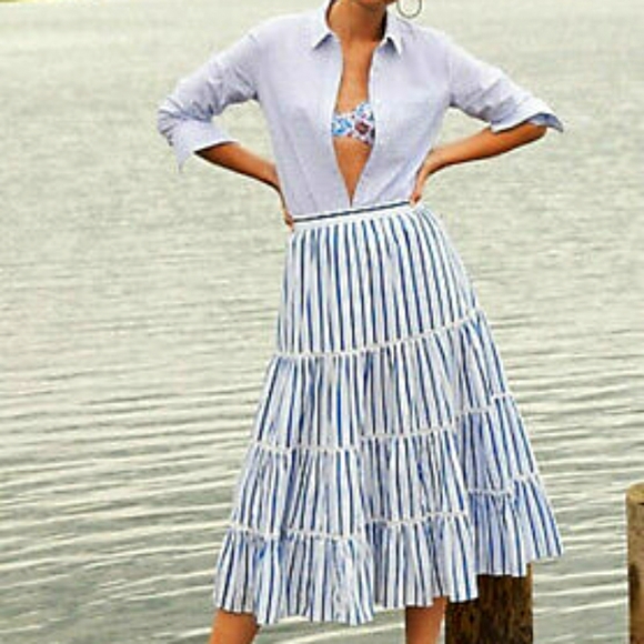 J.Crew Tiered Midi Skirt in Stripes NWT - Picture 2 of 2